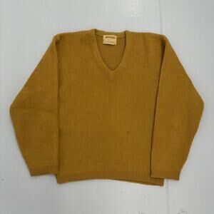 Vintage 60s Archdale Orange Shaggy Mohair V-Neck Sweater